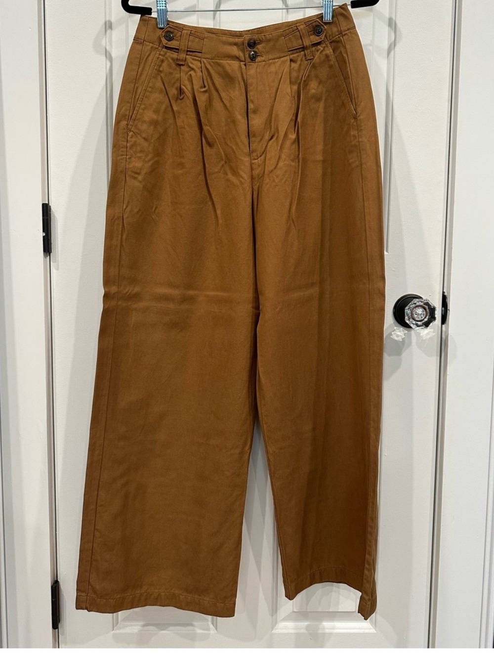 Madewell Women's Wide-Leg Pleated/Tailored Chinos in Tan